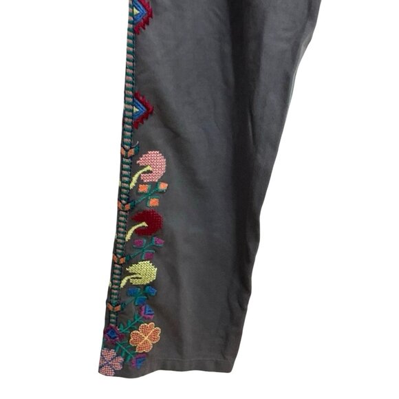 Johnny Was Clover Embroidered Leggings Charcoal Gray Floral Trim NWT XL MSRP 175 - Picture 2 of 8